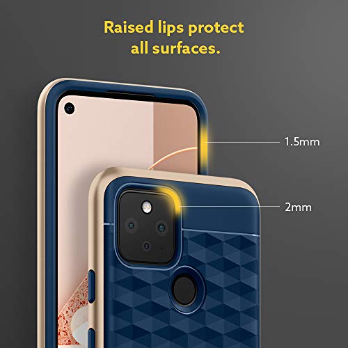 Image of CASEOLOGY Parallax Back Cover Case Compatible For Google Pixel 5 (Thermoplastic Polyurethane and PC | Navy Blue)