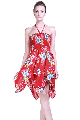 Image of Matchable Family Hawaiian Luau Men Women Girl Boy Clothes in Hibiscus Red
