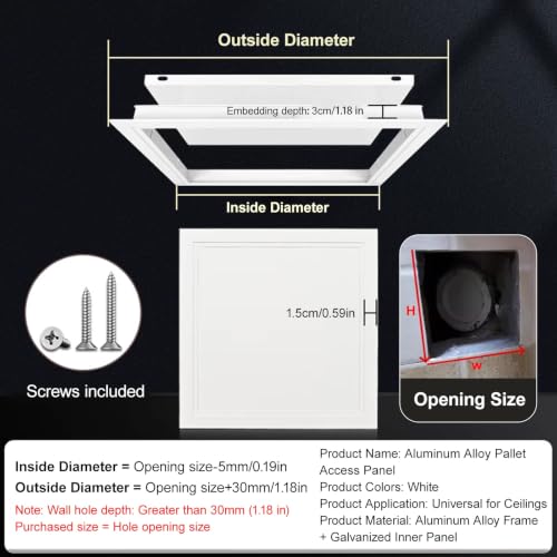 Panel de acceso oculto para techo 25.4x25.4cm trampilla pladur de aluminio rectangular 8