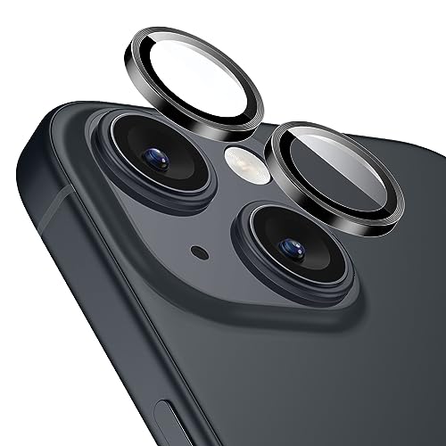 ESR Kamera Schutz für iPhone 15/15 Plus und iPhone 14/14 Plus Armorite Einzel Linsen Schutzfolien kratzfestes ultradünnes gehärtetes Glas mit Aluminiumkante Armorite-Serie 1 Stück Schwarz