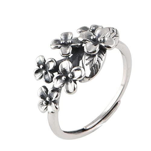 Bague grappes fleurs délicates en argent pour look vintage
