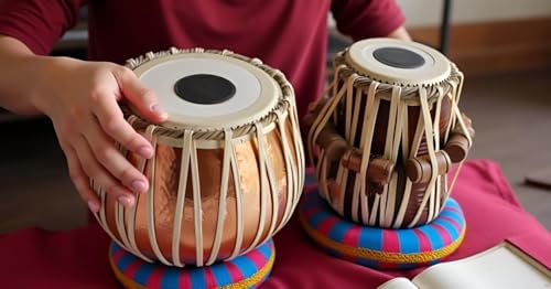 Image of Sheesham Wood Tb-0102 Hand Made Lacquer Polish Copper Tabla Set Gold Color Indian Musical Instrument Bayan Tabla, Dayan Tabla For Beginners & Students