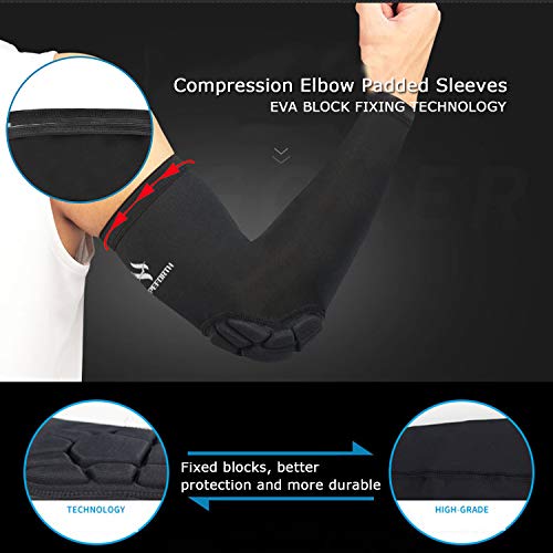 HOPEFORTH 2PCS Padded Elbow Sleeves Compression Arm Protective Support