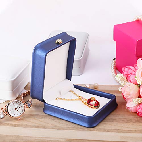 Isuperb Set Of 2 Necklace Pendant Box Chain Bracelet Gift Box Pu Leather Jewelry Display Storage Case For Wedding Christmas Engagement Proposal #TOP1