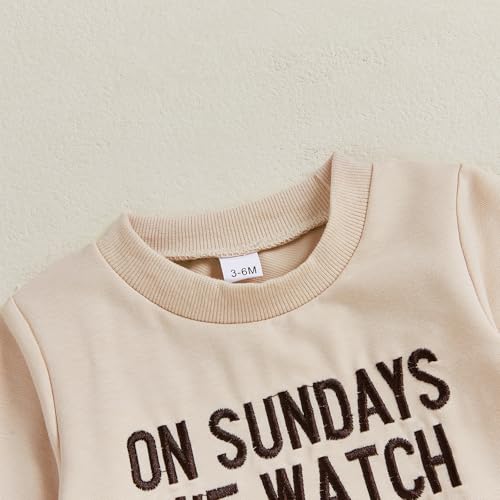 Yuemengxuan Newborn Baby Boy Football Outfit On Sundays We Watch Football Romper Long Sleeve Jumpsuit Infant Fall Clothes 5