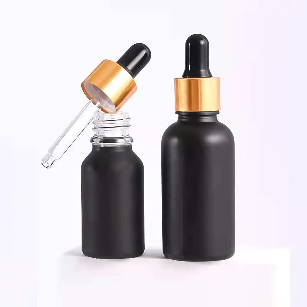 Plastikowa butelka z rozpylaczem, 12 sztuk, 100 ml, pusty matowy czarny/złoty szklany zakraplacz ze szklaną pipetą do olejków eterycznych, pojemniki do przechowywania kosmetyków podróżnych