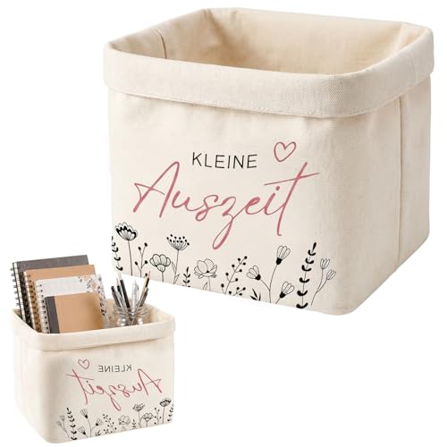Kleine Auszeit Geschenk Korb Geschenkkorb Leer für Frauen Korb für Geschenke aus Baumwolle & Leinen Geschenkverpackung für Wellness Gutschein Yoga Zubehör Tee & Snacks 37x25x15cm