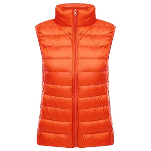 Chaleco acolchado de invierno color naranja sólido ligero talla M