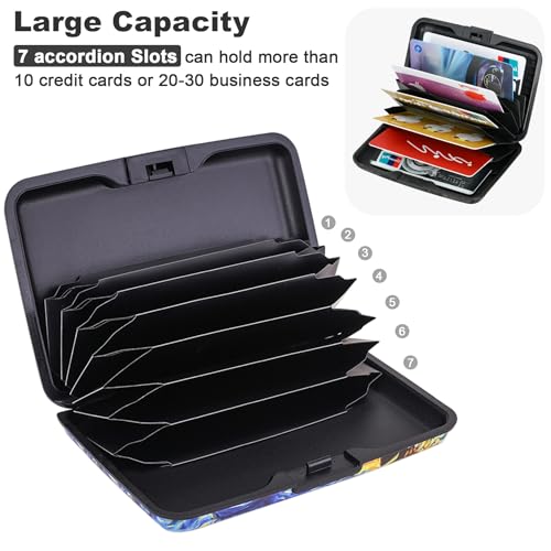 Image of ELFISH Mini RFID Aluminum Wallet Credit Cards Holder Business Card Case Metal ID Case for Men Women (Sun flower)