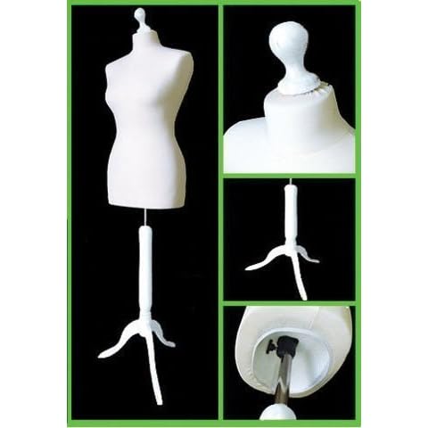 The Shopfitting Shop Size 6-8 WHITE Female Dressmaking Mannequin Dummy & Tailors Bust on White Tripod Stand Cover
