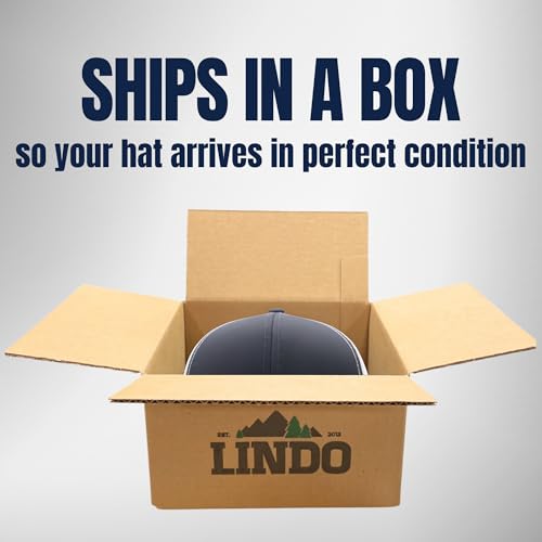 Image of LINDO Trucker Hat [ GO Outdoors Design ] for Men and Women: Mid Profile Cap with Breathable Mesh Back and Adjustable Snap
