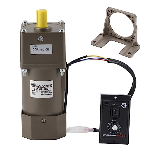 AC 220V 90W Motor mit einstellbarer Drehzahl Stufenlos regelbarer Frequenzumrichtermotor mit Getrieberegler und Halterung (50K)