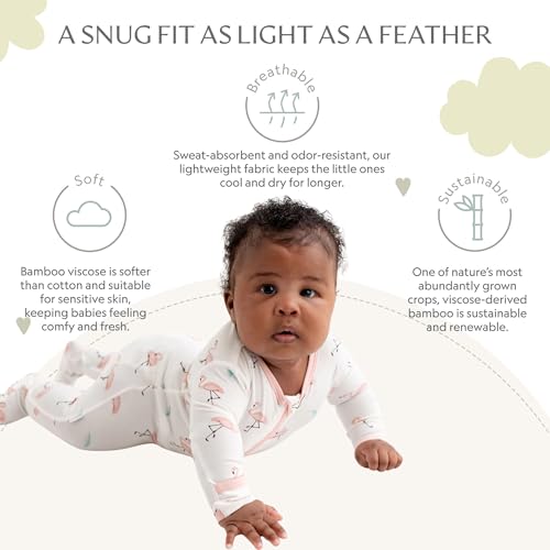 Image of Bamboo Little Soft Baby Footie Pajamas, Baby Clothes, Newborn Sleepers, 95% Viscose and 5% Spandex, 0-24 Months