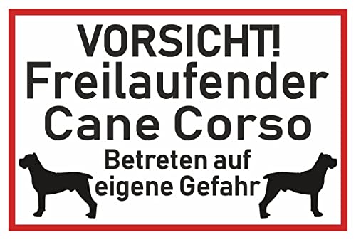 Samunshi® Aufkleber Vorsicht Cane Corso - Schild Sticker Hinweisschild Warnschild Vorsicht Hund 8 x 5,3cm Vorsicht Cane Corso schwarz