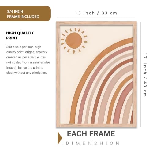 Image of kotart Boho Art Home Decoration Paintings With Frame For Living Room Bed Room Hotel Wall Decor Digital Reprint Set of 3 (13X17 inch)
