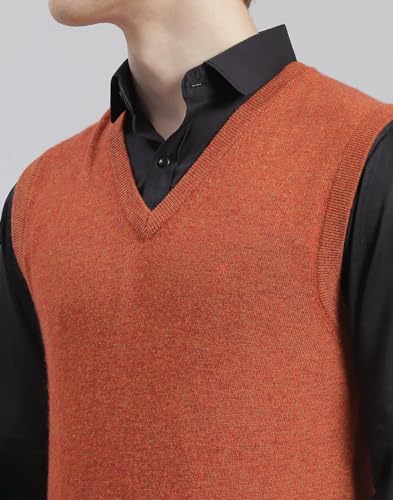 Image of Monte Carlo Off White Solid V Neck Sweater | Warm Woolen Pullover for Men | Soft Comfortable Knitted Winter Wear Sweater for Men's