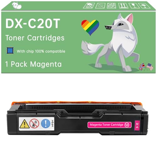 Compatible with Sharp DX-C20T Toner Cartridges Work for Sharp DX-C200 DX-C200P DX-C220P Printers, with Chip, High Yield 7500 Pages, Exceptional Color Accuracy (1 Pack Magenta)