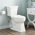 Signature Hardware 482466 Benbrook 1.28 GPF Two Piece Elongated Toilet - ADA Compliant, Elongated Seat Included - White/Chrome Lever