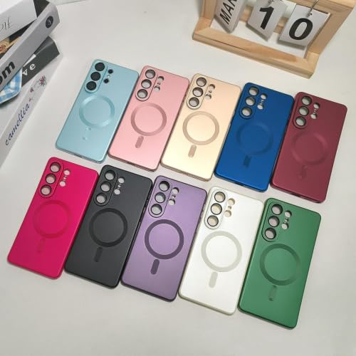 Image of MagPro Metallic Finish Case for Samsung Galaxy S26 Ultra | MagSafe Compatible Magnetic Cover, Matte Luxury Metallic, Shockproof TPU, Camera Lens Guard, Wireless Charging Compatible Rose Pink