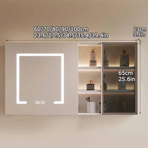 Stylish 2-Door Mirrored Bathroom Storage Cabinet - Versatile 100cm Mirror Cupboard for Home, Hotel & Rental Use - Elegant Organization Solution for Any Bathroom Space
