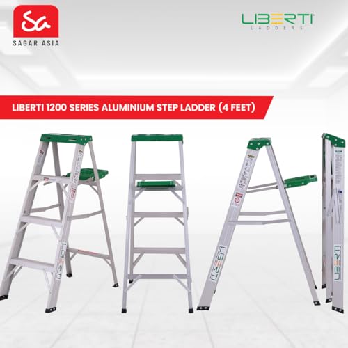 Image of Liberti LB-1204 Aluminium Step Ladder with Utility Tray (Silver)