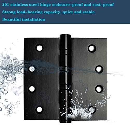 Stainless Steel Door Hinge Ball Bearing Nrp, Heavy Duty Inner And Outer Door Hardware For Left And Right Doors, 4" (101Mm) X 4" (101Mm) Door Hinge, Door Hinge 2 Pack (Black) #TOP2