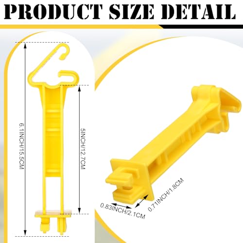 Image of Pangda 100 Pcs 5 inch Snap Type Insulator Electric Fence T Post Insulators Extended Snug Fitting T Post Electric Fence Wire Clips for Agricultural and Ranchers (Yellow)