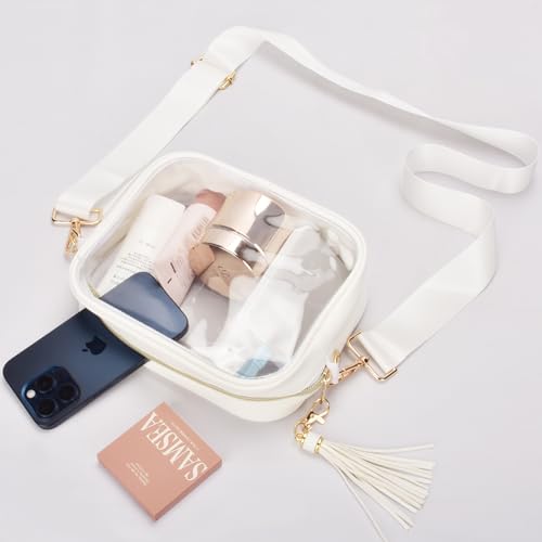 Image of Clear Crossbody Bag Stadium Approved Clear Purse - Transparent Messenger Bag with Front Pocket