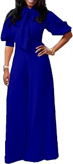 VERWIN Plain Dressy Full Length Bowknot Women's Jumpsuit High Waist Woman Romper