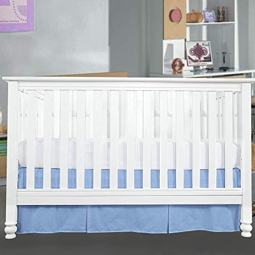 Image of Cottington Lane Crib Bed Skirt Pleated Crib Skirt Dust Ruffle, 100% Natural Cotton, Nursery Crib Toddler Bedding Skirts for Baby Boys or Girls, 14 inch Soft Crib Dust Ruffle Drop Crib Skirt-Light Blue.