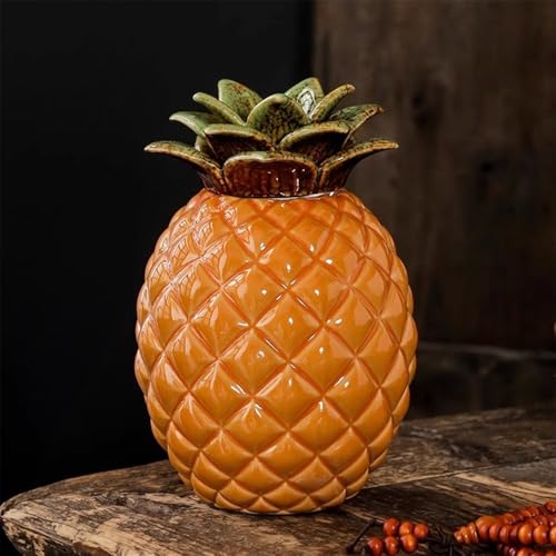 Boîte à thé céramique Ananas orange, objet d'artisanat et décoration créative
