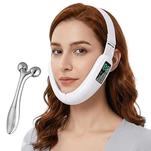 V-Face Machine and Electric Double Chin Device with 15 Gear Adjustable Intensities and 8 Modes – Intelligent Double Chin Machine for V-face. Free 3D Face Roller for Skin Care