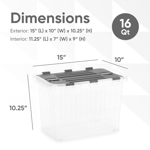 Image of Superio Storage Bins with Lids, Clear Plastic Containers for Organizing, Stackable Totes, BPA Free, Odor Free, Organizer Boxes for Home, and Dorm, 17 Quart (4 Pack, 15 inchx10 inchx10.25 inch)