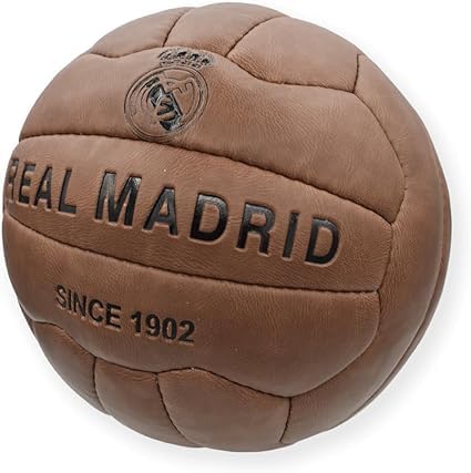 Real Madrid - Balones Oficiales con Licencia - EN Negro, Blanco Y MARRÓN HISTÓRICO (Marrón, Talla 5)