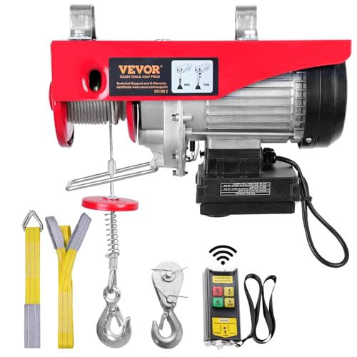 VEVOR elektrische Seilwinde 400kg bis 800kg Hubhöhe 12m Seilzug Motorwinde 1450W Kupfermotor Flaschenzug 10m/min Hubgeschwindigkeit Hebezug mit kabelloser Fernbedienung Seilhebezug Kettenzug