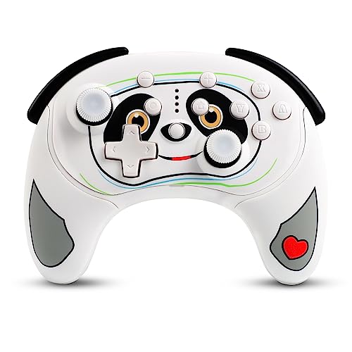 KINGEAR Wireless Switch Controller, Switch Pro Controller for Switch/Lite/OLED, Gaming Controller Gamepad with Wake-up,Dual Vibration,Gyro Axis,Turbo & Programmable Function,2 DIY Magnetic Replacement Cover(White+Yellow)