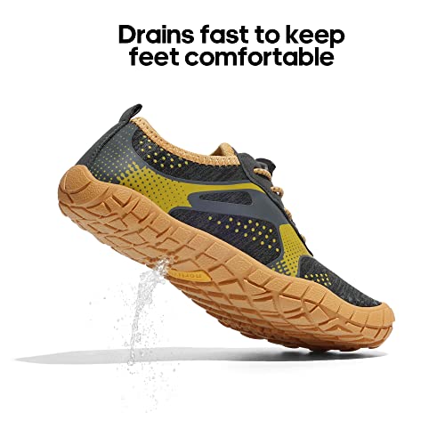Nortiv 8 Unisex-Child Quick Dry Lightweight Barefoot Outdoor Athletic Water Sports Shoes, Dark Grey/Yellow - 5 Big Kid  thumb #3