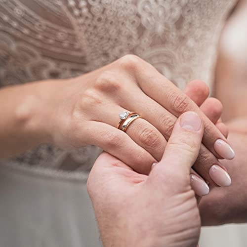 4mm Tungsten Rings for Women Rose Gold/Gold/Gunmetal/Silver Faceted Wedding Band Two Tone Ring with Step Edge Comfort Fit Size 5-103