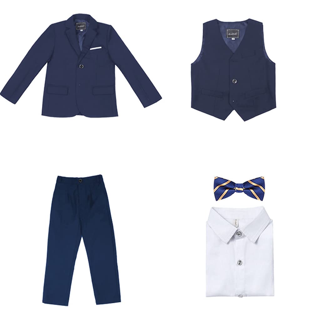 HONGBI Conjunto de Esmoquin Ajustado para Bebés Niños,Traje Formal de Boda,Traje de Ceremonia,Conjunto de Trajes de Chaleco Chaqueta para Bautizo Comunión 2-12 Años Chicos Graduación Trajes