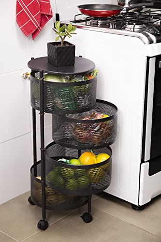 Fruteira Preta Articulada 4 Andares All Black Qualquer Ambiente