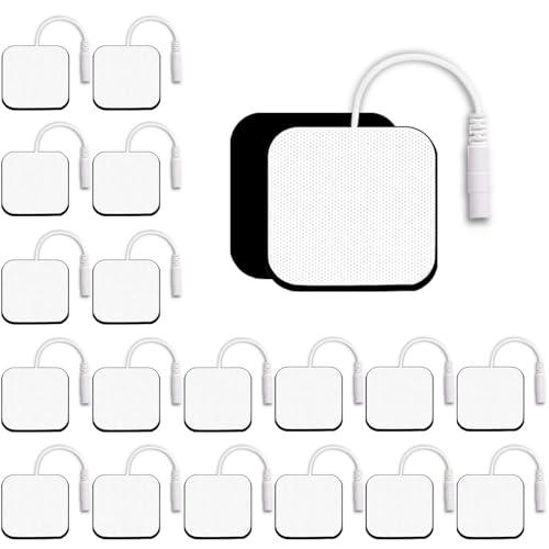 SM Electrodes TENS Unit Electrode Pads 2x2' - 20 Pack 50 Reusable TENS Pads Replacement Pads | High Conductivity Carbon Film | Latex-Free | Compatible with AUVON, TENS 7000 & 2mm Pin Devices