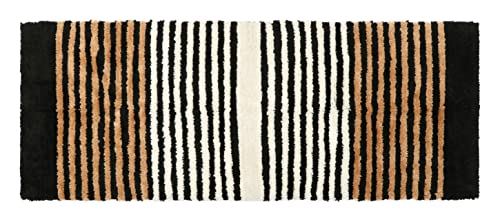 Image of THE HOME TALK Modern Polyester Area Rugs | Carpets for Living Room, Kitchen, Kid's Room, Bedroom | Microfiber Polyester Rugs | Shaggy Floor Carpet | Anti Skid Store (Black & White 2, 50 x 150 cm)
