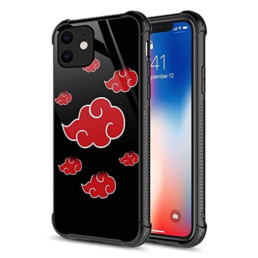 DJSOK iPhone 11 Case,Red Clouds Anime Pattern for iPhone 11 Case,Boy Girl Organic Glass Scratch Proof Cover with TPU Edges Antiskid and Soft Corners Antifall Design for iPhone 11-6.1inch, 1214CMBP11-9