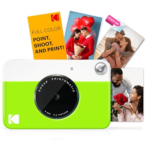 KODAK Printomatic Full-Color Instant Print Digital Camera - Colorful Photos On Zink 2x3' Sticky-Back Photo Paper - 5MP, Portable, Creative Fun Gift for Birthday, Christmas, Holiday - Green