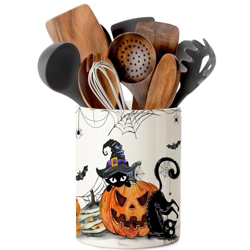 pinata Halloween Kitchen Decor Ceramic Utensil Holder,Cute Halloween Utensils,Halloween Kitchen Utensils for Farmhouse indoor Halloween Kitchen Decorations(6.5in)