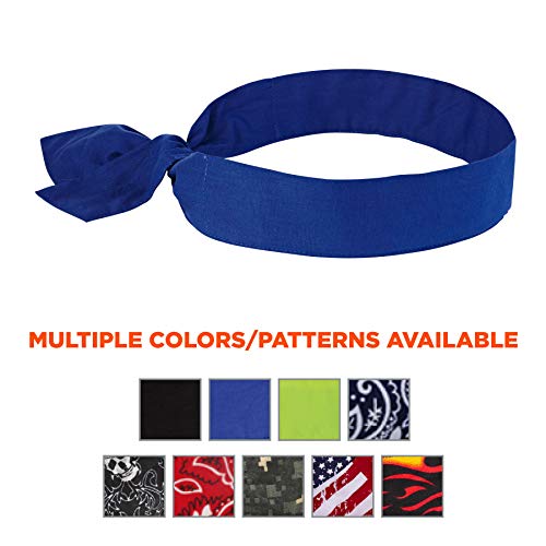 Image of Ergodyne Chill Its 6700 Cooling Bandana, Evaporative Polymer Crystals For Cooling Relief, Tie For Adjustable Fit, 6-Pack Blue