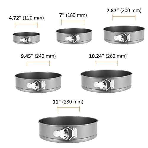 SEUNMUK Set of 6 Cake Tin Set, Round Springform Cake Tins with Removable Bottom and Metal Clasp - Image 2