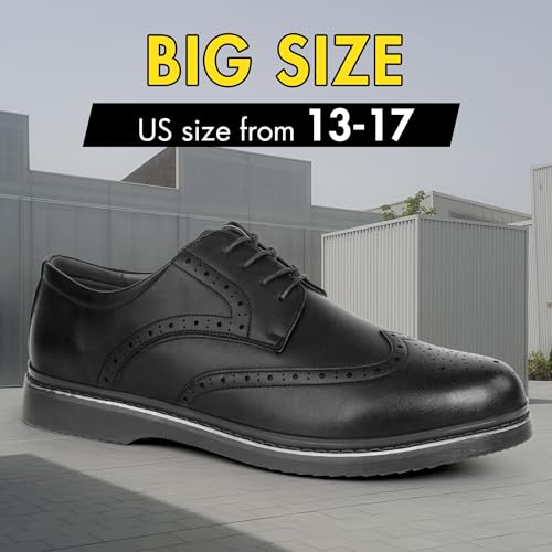 Image of Hawkwell Men's Plus Size Wingtip Brogue Oxfords Dress Shoes US Size 13 14 15 16 17