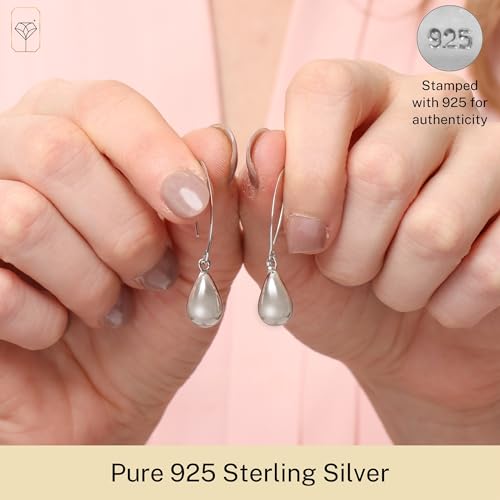 925 Sterling Silver Teardrop Earrings for Women with Hook | Lightweight 40MM Large Sterling Silver Dangle Earrings | Hypoallergenic Wire Dangle Drop Earring by MAX + STONE2
