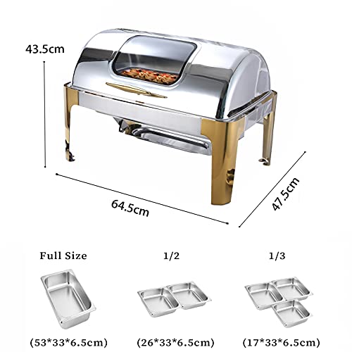 DBMGB Chafing Dish Edelstahl Warmhaltebehälter Essen Professionel Speisewärmer Elektrisch, Buffetwärmer mit 180° Rolltop… – Bild 8